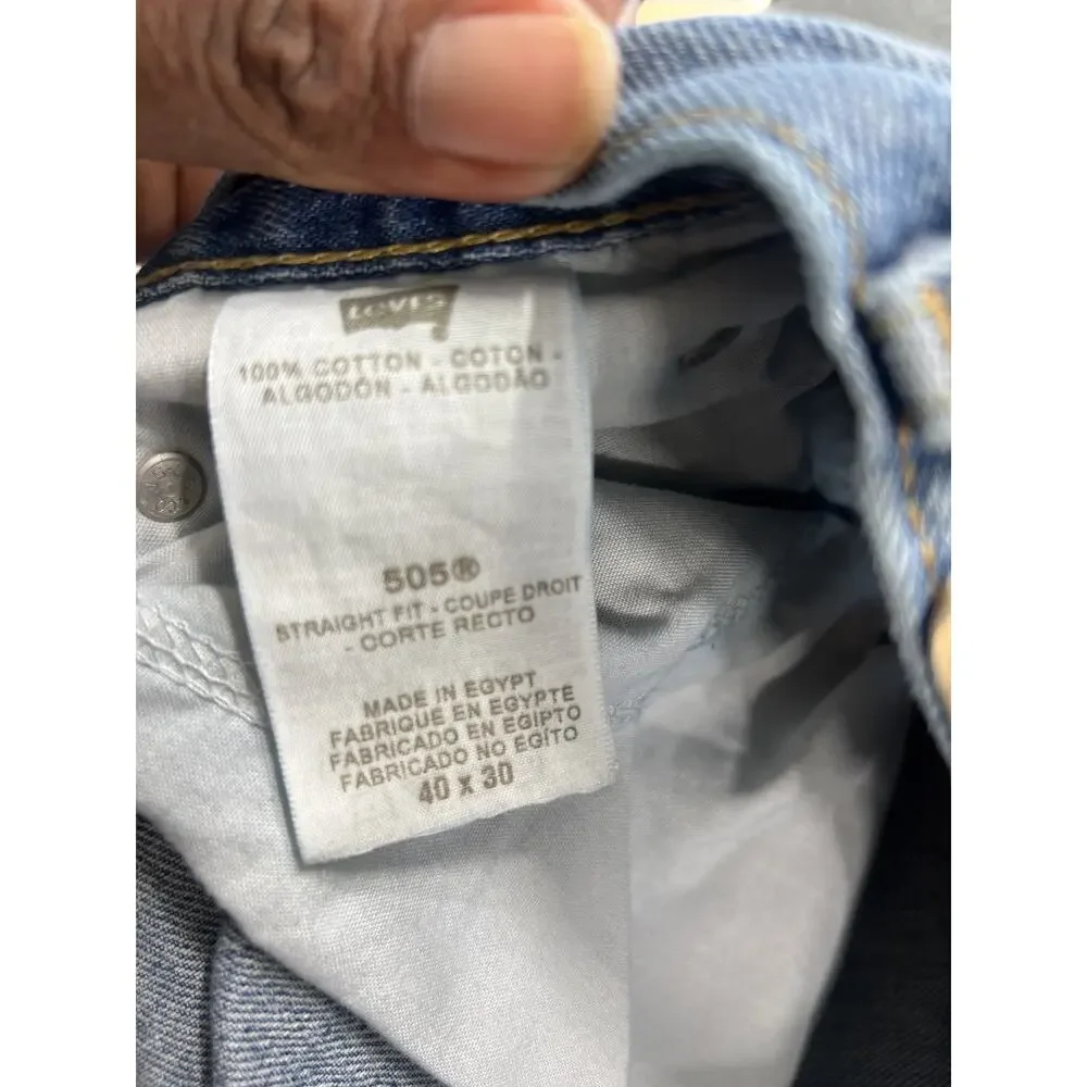 Levi's 505 Men's Relaxed Fit Jeans Stonewash Blue Size 40x30 Classic Style